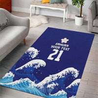 Japan Pacific Rugby Custom Area Rug Go Sakura Japanese Wave Pattern