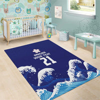 Japan Pacific Rugby Custom Area Rug Go Sakura Japanese Wave Pattern