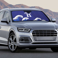 Japan Pacific Rugby Custom Auto Sun Shade Go Sakura Japanese Wave Pattern - Polynesian Pride