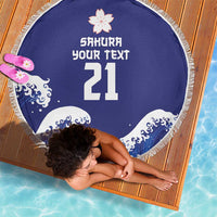 Japan Pacific Rugby Custom Beach Blanket Go Sakura Japanese Wave Pattern