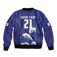 Japan Pacific Rugby Custom Bomber Jacket Go Sakura Japanese Wave Pattern