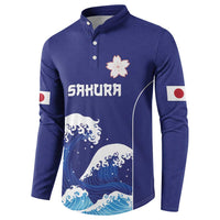 Japan Pacific Rugby Custom Button Sweatshirt Go Sakura Japanese Wave Pattern