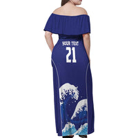 Japan Pacific Rugby Custom Family Matching Off Shoulder Maxi Dress and Hawaiian Shirt Go Sakura Japanese Wave Pattern