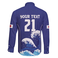 Japan Pacific Rugby Custom Family Matching Puletasi and Hawaiian Shirt Go Sakura Japanese Wave Pattern