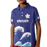 Japan Pacific Rugby Custom Kid Polo Shirt Go Sakura Japanese Wave Pattern