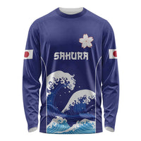 Japan Pacific Rugby Custom Long Sleeve Shirt Go Sakura Japanese Wave Pattern