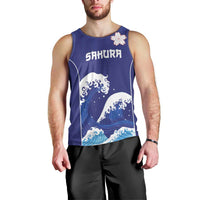 Japan Pacific Rugby Custom Men Tank Top Go Sakura Japanese Wave Pattern