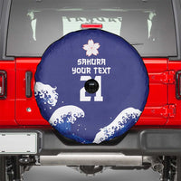 Japan Pacific Rugby Custom Spare Tire Cover Go Sakura Japanese Wave Pattern