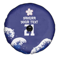 Japan Pacific Rugby Custom Spare Tire Cover Go Sakura Japanese Wave Pattern
