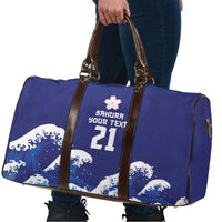Japan Pacific Rugby Custom Travel Bag Go Sakura Japanese Wave Pattern - Polynesian Pride
