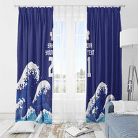 Japan Pacific Rugby Custom Window Curtain Go Sakura Japanese Wave Pattern