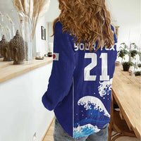 Japan Pacific Rugby Custom Women Casual Shirt Go Sakura Japanese Wave Pattern