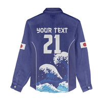 Japan Pacific Rugby Custom Women Casual Shirt Go Sakura Japanese Wave Pattern