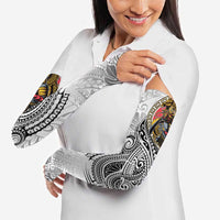 Japanese Samurai Warrior Arm Sleeves White Polynesian Tattoo Style - Polynesian Pride