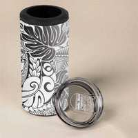 Japanese Samurai Warrior 4 in 1 Can Cooler Tumbler White Polynesian Tattoo Style