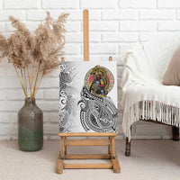 Japanese Samurai Warrior Canvas Wall Art White Polynesian Tattoo Style