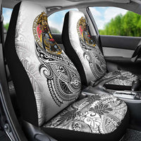 Japanese Samurai Warrior Car Seat Cover White Polynesian Tattoo Style