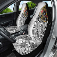 Japanese Samurai Warrior Car Seat Cover White Polynesian Tattoo Style