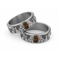 Japanese Samurai Warrior Classic Ring White Polynesian Tattoo Style - Polynesian Pride