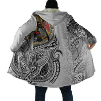 Japanese Samurai Warrior Cloak White Polynesian Tattoo Style - Polynesian Pride