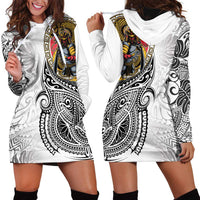 Japanese Samurai Warrior Hoodie Dress White Polynesian Tattoo Style