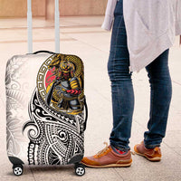 Japanese Samurai Warrior Luggage Cover White Polynesian Tattoo Style