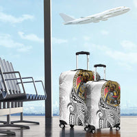 Japanese Samurai Warrior Luggage Cover White Polynesian Tattoo Style