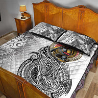 Japanese Samurai Warrior Quilt Bed Set White Polynesian Tattoo Style
