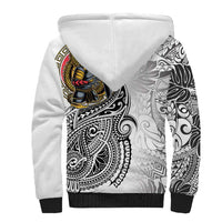 Japanese Samurai Warrior Sherpa Hoodie White Polynesian Tattoo Style