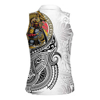 Japanese Samurai Warrior Women Sleeveless Polo Shirt White Polynesian Tattoo Style LT9 - Polynesian Pride