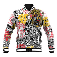 Japanese Samurai Warrior Baseball Jacket Colorful Polynesian Tattoo Style