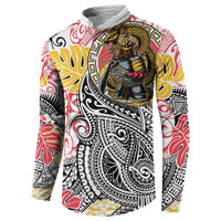 Japanese Samurai Warrior Button Sweatshirt Colorful Polynesian Tattoo Style LT9 - Polynesian Pride