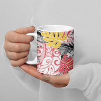 Japanese Samurai Warrior Ceramic Mug Colorful Polynesian Tattoo Style - Polynesian Pride