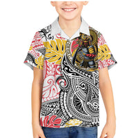 Japanese Samurai Warrior Family Matching Mermaid Dress and Hawaiian Shirt Colorful Polynesian Tattoo Style