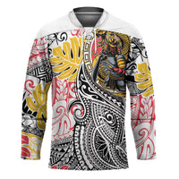 Japanese Samurai Warrior Hockey Jersey Colorful Polynesian Tattoo Style - Polynesian Pride