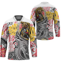 Japanese Samurai Warrior Hockey Jersey Colorful Polynesian Tattoo Style - Polynesian Pride