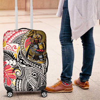 Japanese Samurai Warrior Luggage Cover Colorful Polynesian Tattoo Style