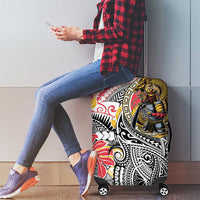 Japanese Samurai Warrior Luggage Cover Colorful Polynesian Tattoo Style