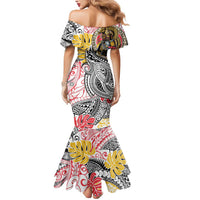 Japanese Samurai Warrior Mermaid Dress Colorful Polynesian Tattoo Style