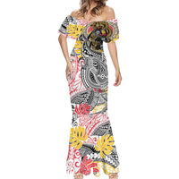 Japanese Samurai Warrior Mermaid Dress Colorful Polynesian Tattoo Style