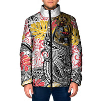 Japanese Samurai Warrior Padded Jacket Colorful Polynesian Tattoo Style - Polynesian Pride