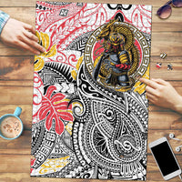 Japanese Samurai Warrior Puzzle Colorful Polynesian Tattoo Style - Polynesian Pride