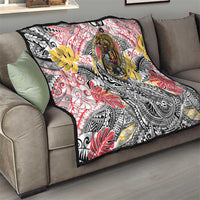 Japanese Samurai Warrior Quilt Colorful Polynesian Tattoo Style
