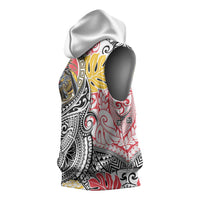 Japanese Samurai Warrior Sleeveless Hoodie Colorful Polynesian Tattoo Style - Polynesian Pride