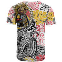 Japanese Samurai Warrior T Shirt Colorful Polynesian Tattoo Style