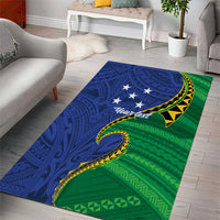 Solomon Islands Independence Day 1978 Personalised Area Rug Polynesian Pattern with Flag Style