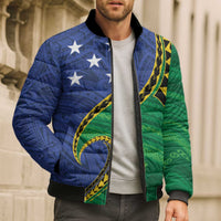 Solomon Islands Independence Day 1978 Personalised Bomber Puffer Jacket Polynesian Pattern with Flag Style - Polynesian Pride