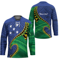 Solomon Islands Independence Day 1978 Personalised Hockey Jersey Polynesian Pattern with Flag Style - Polynesian Pride