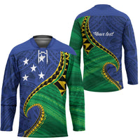 Solomon Islands Independence Day 1978 Personalised Hockey Jersey Polynesian Pattern with Flag Style - Polynesian Pride
