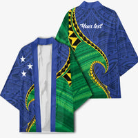 Solomon Islands Independence Day 1978 Personalised Kimono Polynesian Pattern with Flag Style - Polynesian Pride